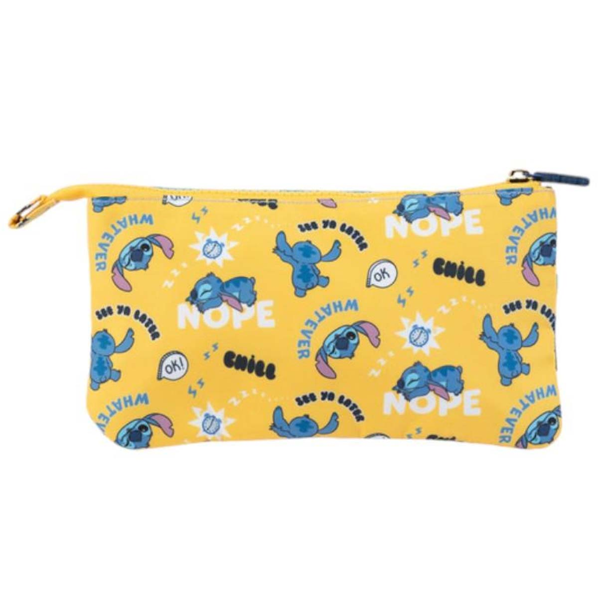 Gelber Beutel mit Stich-Motiv, Texten wie 