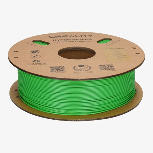 Una bobina di filamento verde per stampante 3D Creality.