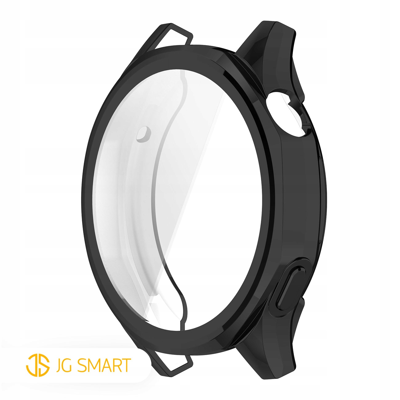 Czarna osłona ochronna na okrągły wyświetlacz smartwatch z otwartą krawędzią.