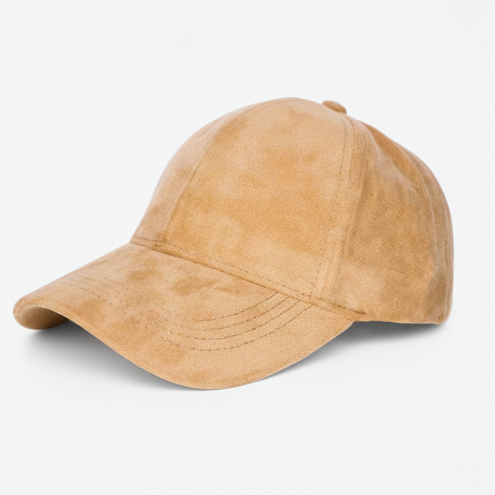Ein brauner Wildleder-Baseballschuh auf weißem Hintergrund.