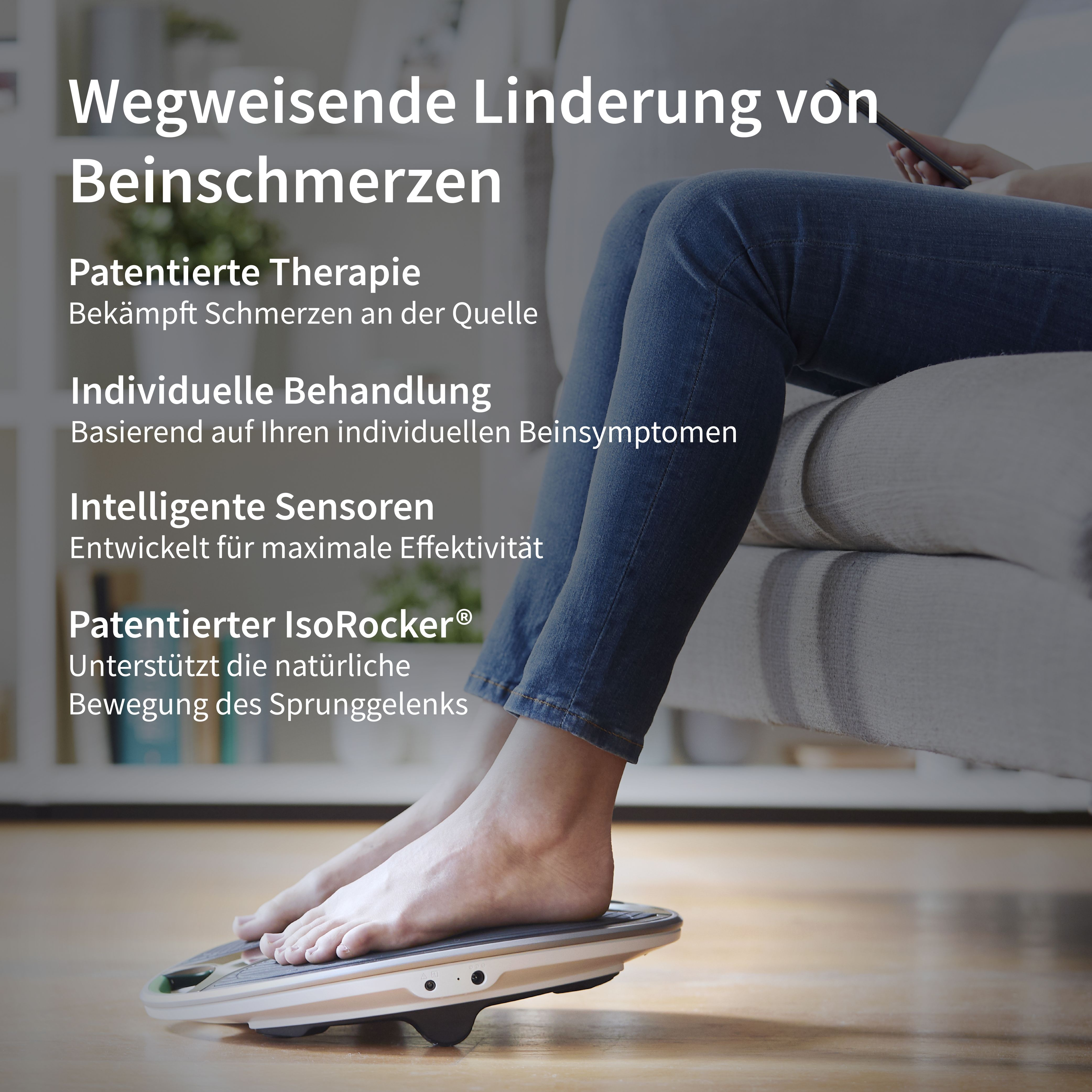 Füße auf einer Trainingsplattform, um Beinschmerzen zu lindern.