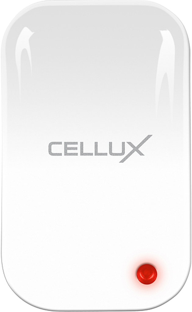Ein weißes Gerät mit dem Namen CELLUX und einer roten LED.