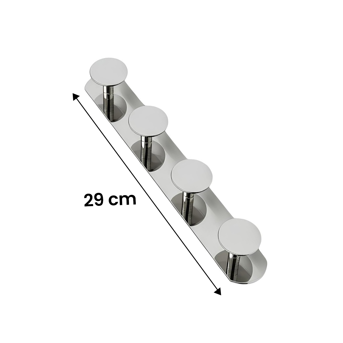 Ein silberner Hakenleisten mit 5 Haken, 29 cm lang.
