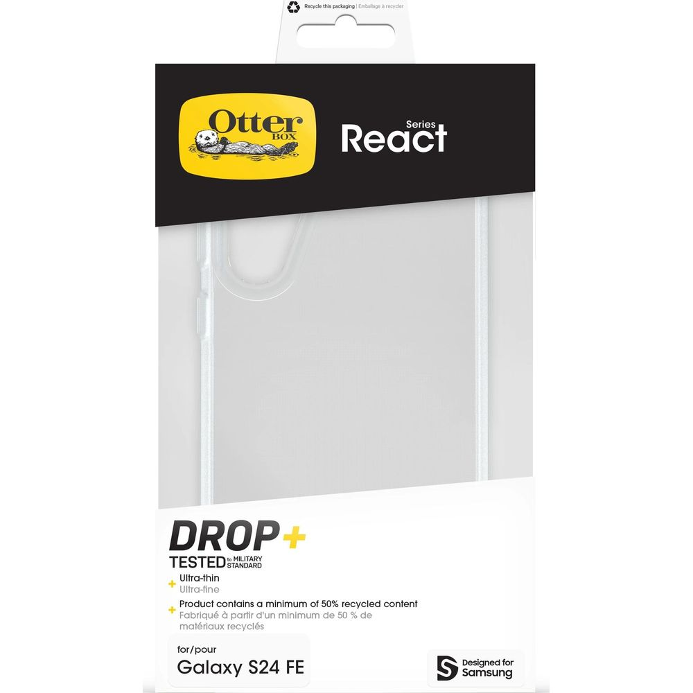 Custodia OtterBox React per Galaxy S24 FE, testata militarmente, ultrasottile, 50% riciclata.