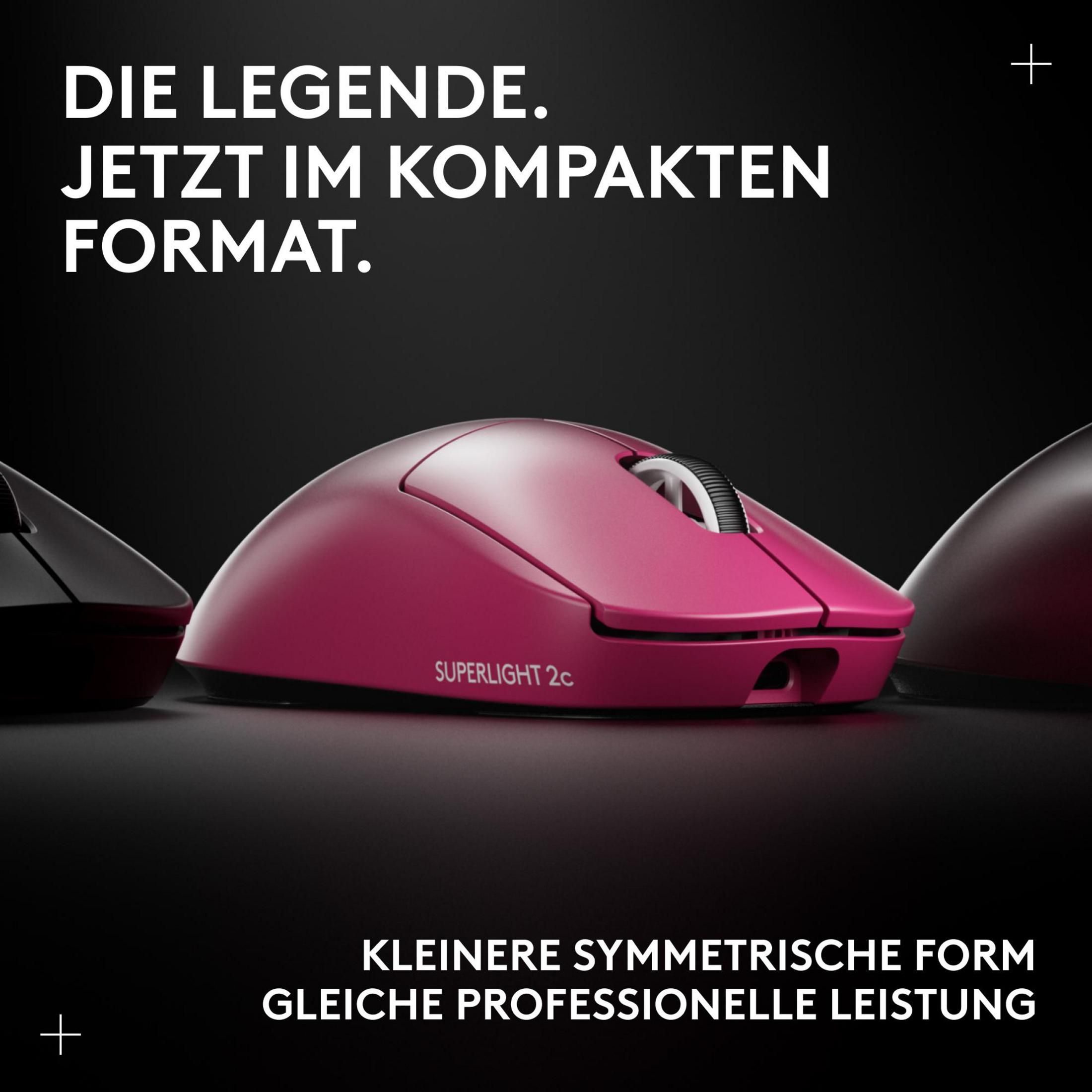 Pinke und schwarze Gaming-Mäuse auf dunklem Hintergrund.
