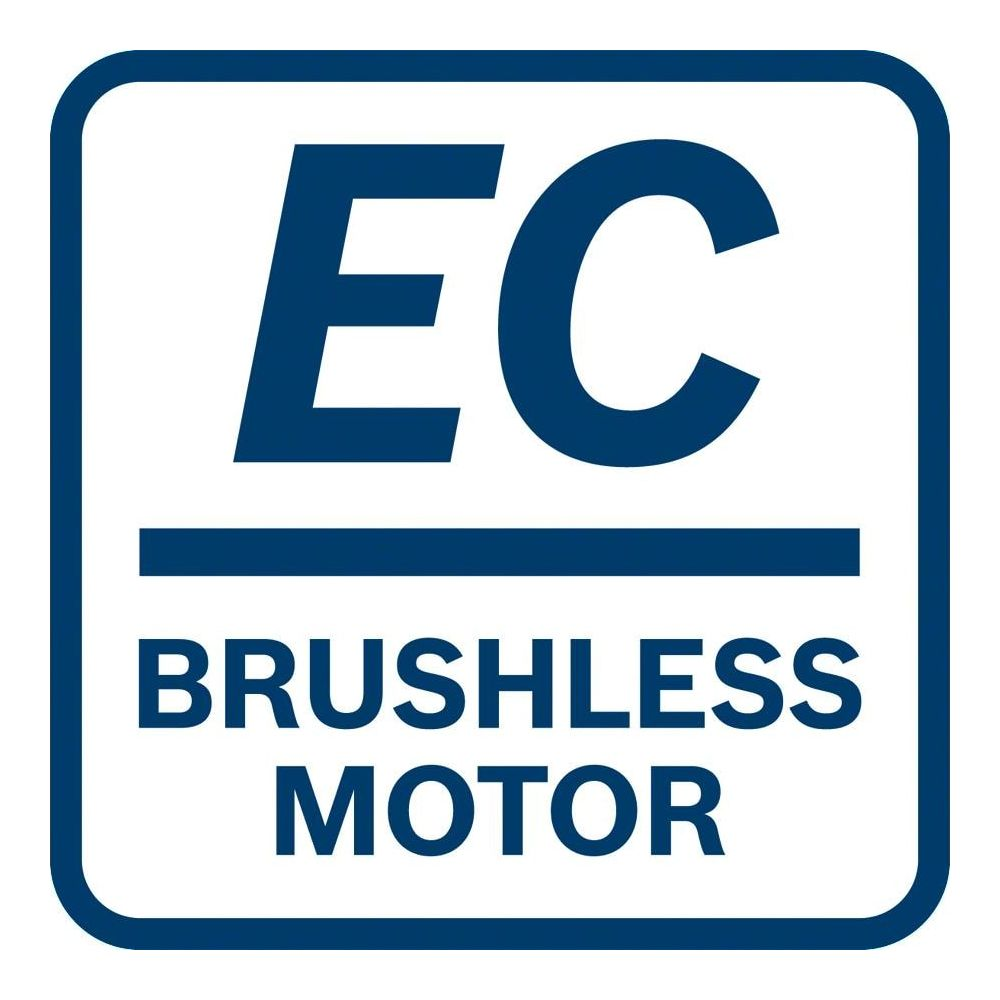 EC bürstenloser Motor Logo auf weißem Hintergrund.