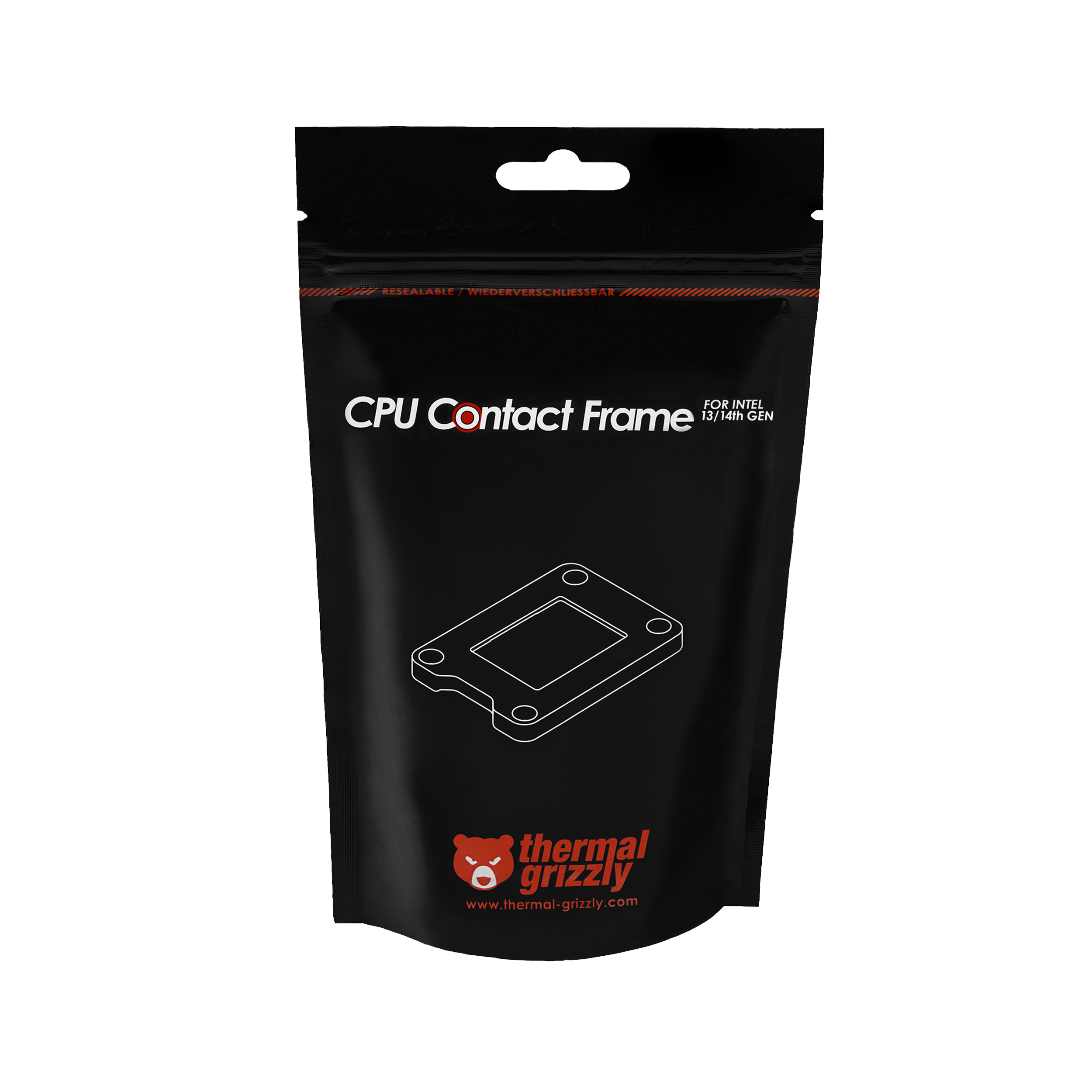 Schwarze Verpackung mit "CPU Contact Frame" für Intel 13./14. Gen.