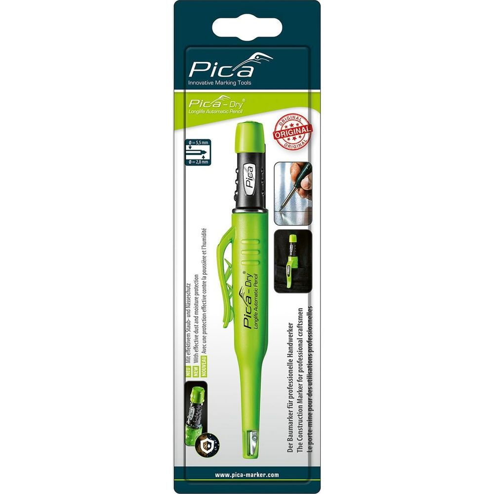 Pica-Dry Baustift mit Staub- und Nässeschutz, inklusive Zubehör.