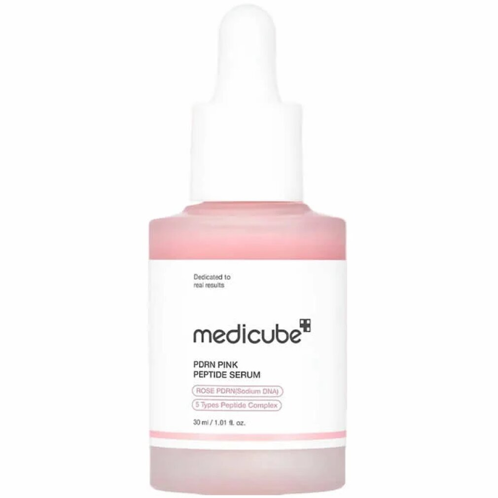 Flacone di siero rosa Medicube, siero peptidico rosa PDRN, 30 ml.