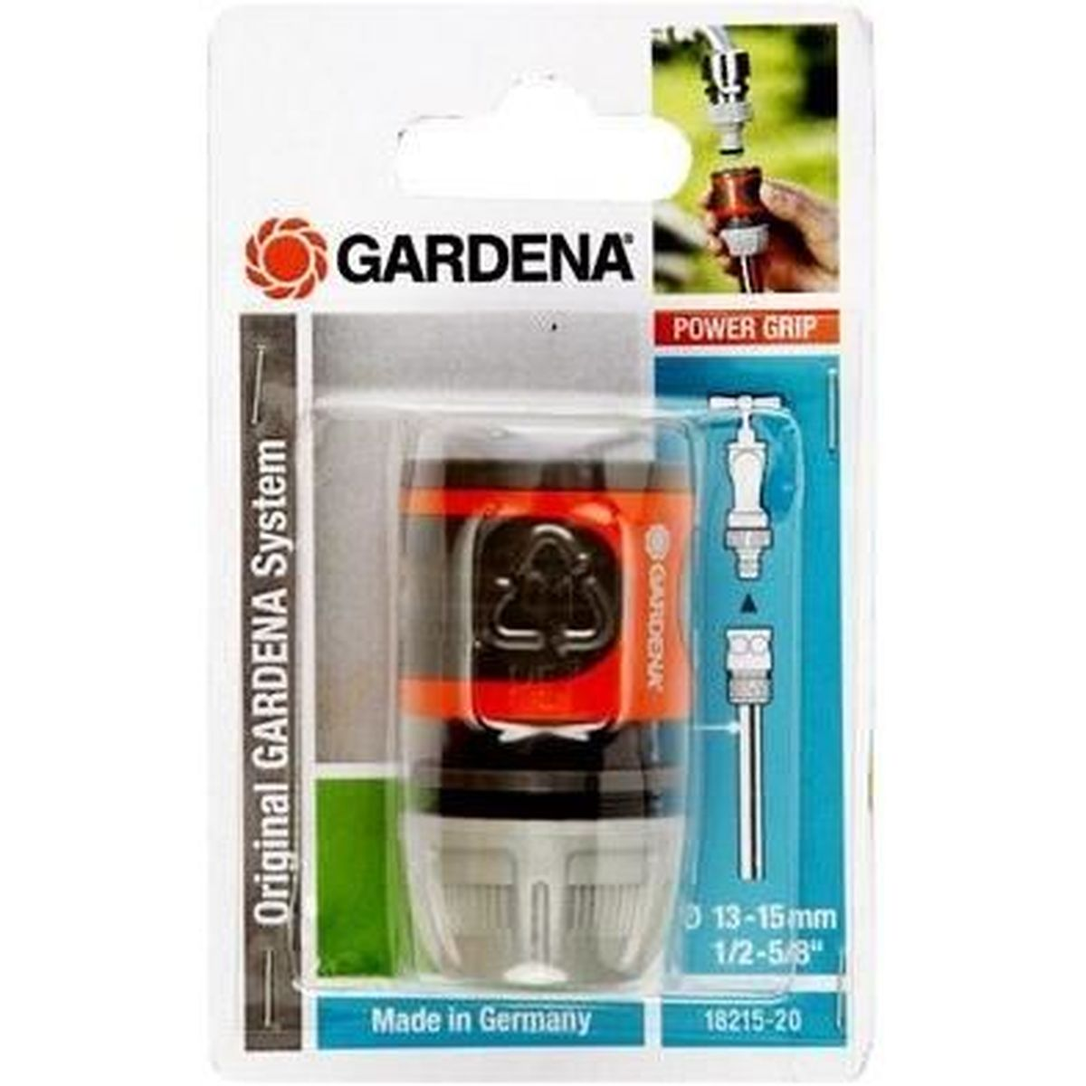 Gardena Power Grip-Anschluss, Made in Germany, 13-15 mm.