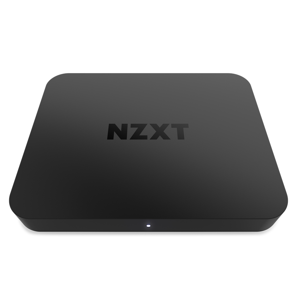 Un dispositivo nero e rettangolare con angoli arrotondati e il logo NZXT.