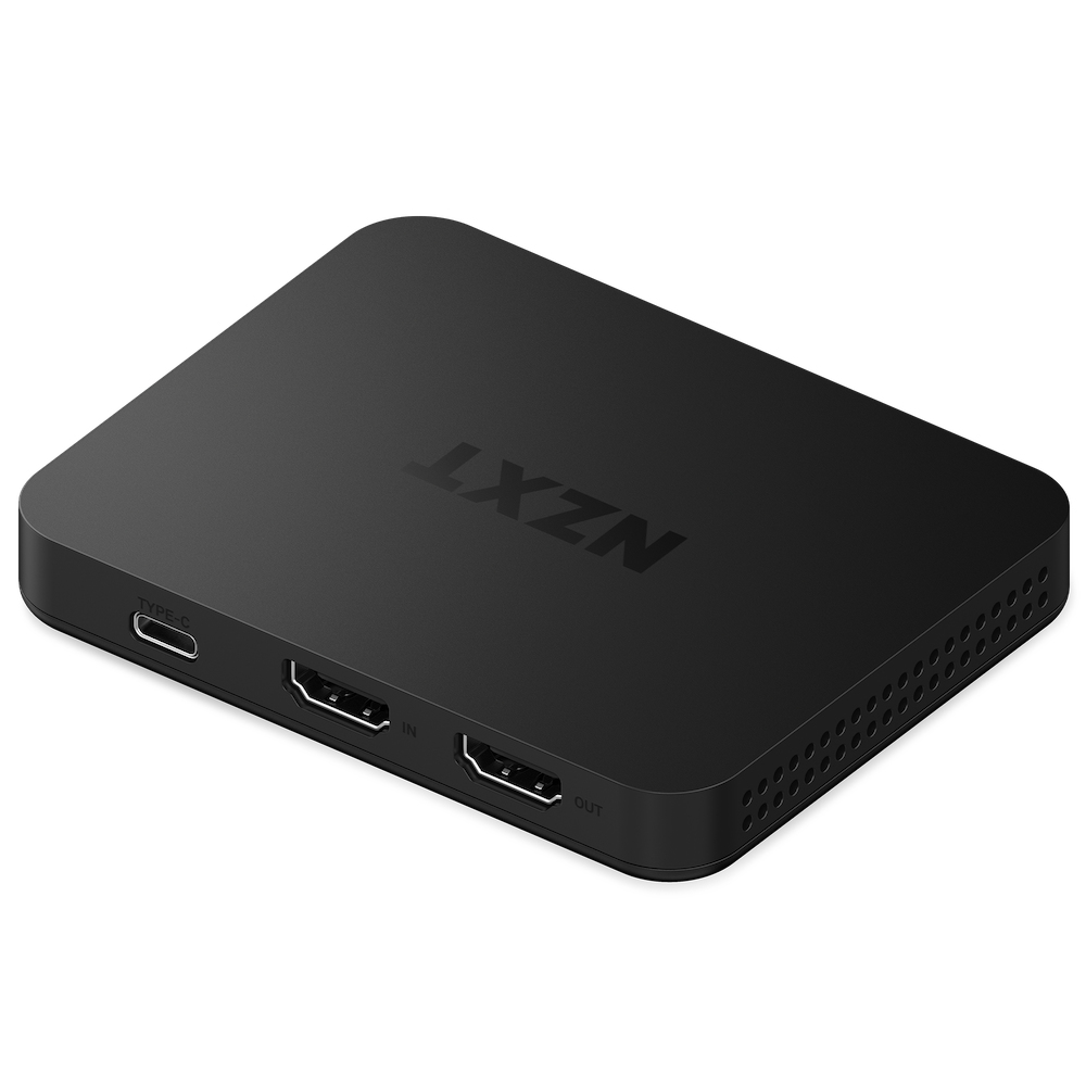 Un dispositivo NZXT nero con porte USB-C e HDMI.