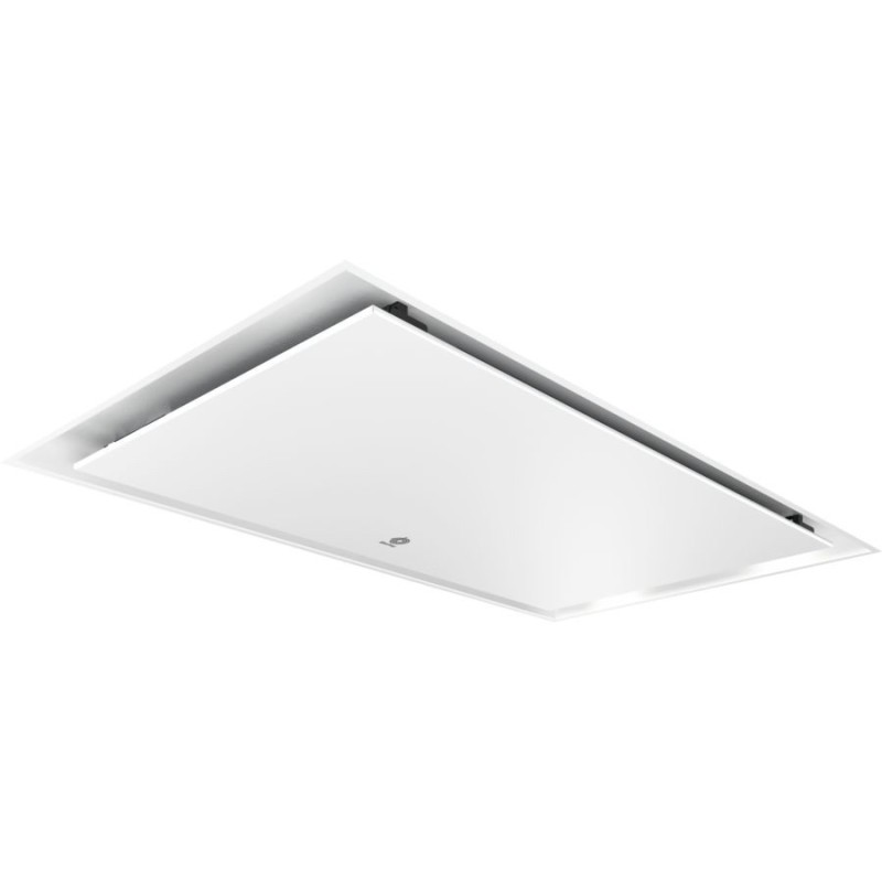 Un purificatore d'aria da incasso bianco con un logo discreto al centro.