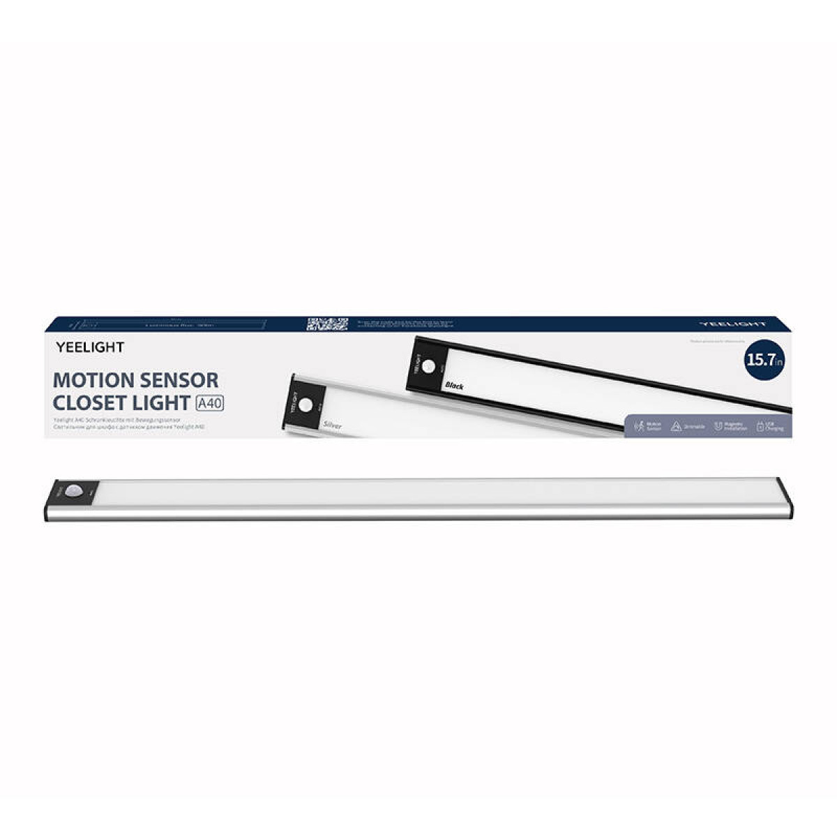 Yeelight czujnik ruchu lampa do szafy A40, 15,7 cala, srebrna i czarna.