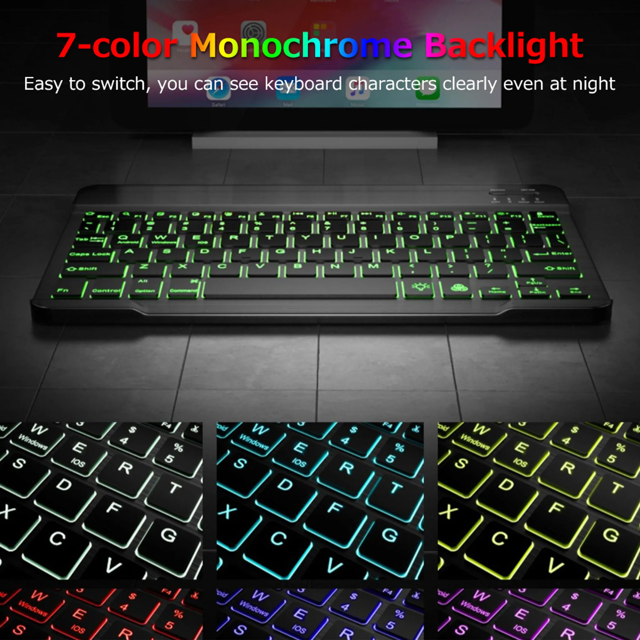 Ein schwarzes Keyboard mit beleuchteten Tasten in verschiedenen Farben.