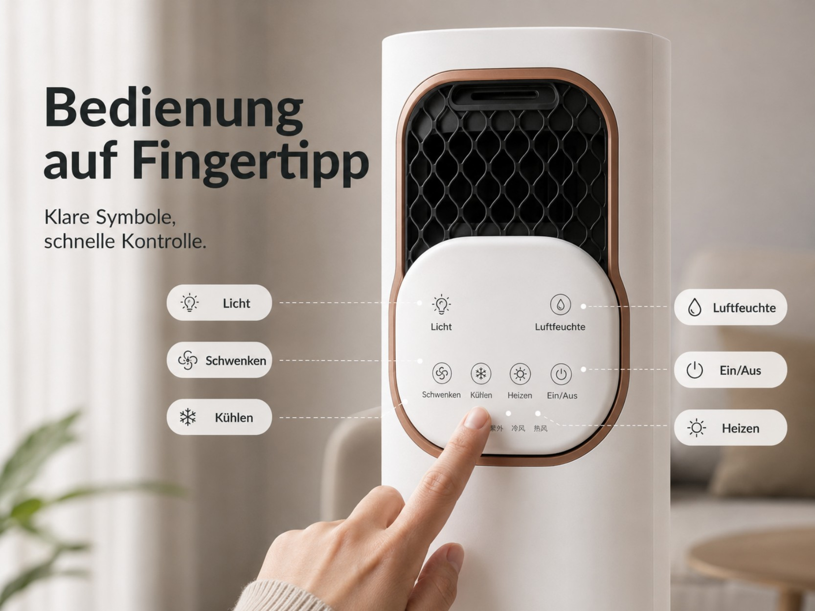 Eine Hand drückt auf die 