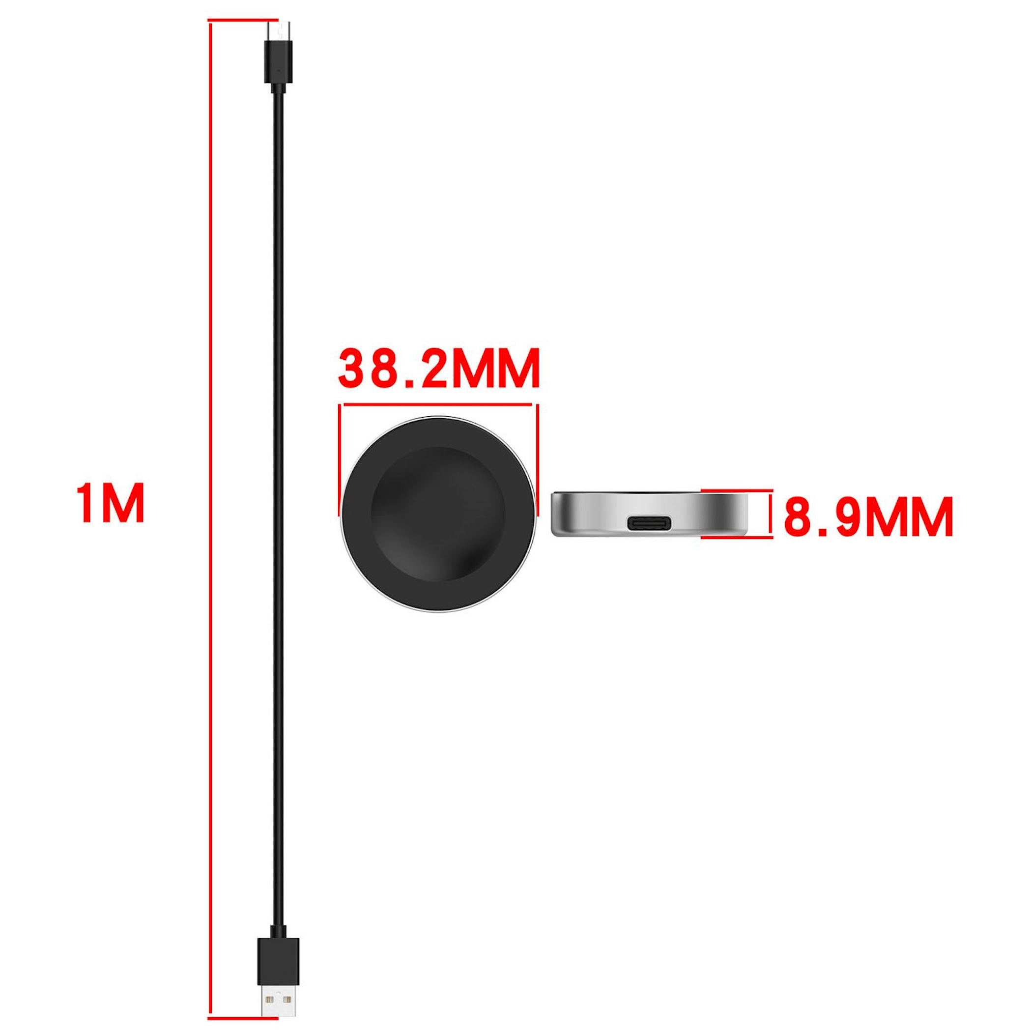 Ein 1M langes Ladekabel mit USB-A-Anschluss und magnetischem Ladeadapter.