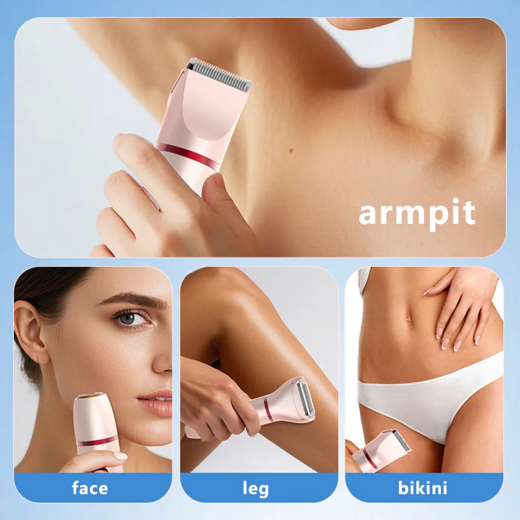 Ein Roségold-Trimmer wird an Achseln, Gesicht, Bein und Bikinizone verwendet.
