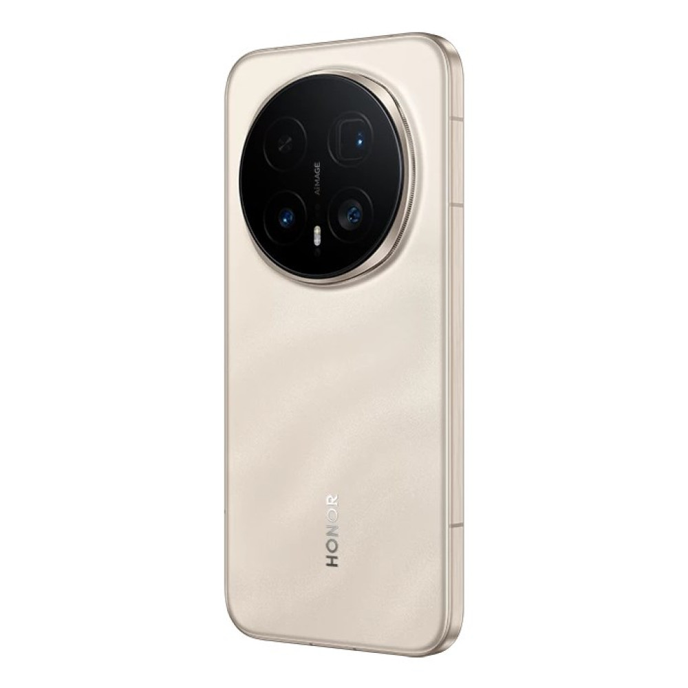 Retro di smartphone beige chiaro con modulo fotocamera circolare.