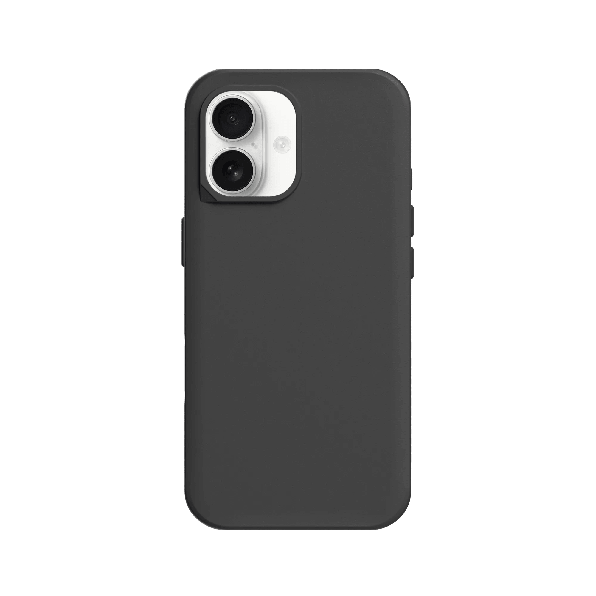 Ein schwarzes iPhone mit zwei Kameras auf der Rückseite, auf schwarzem Hintergrund.