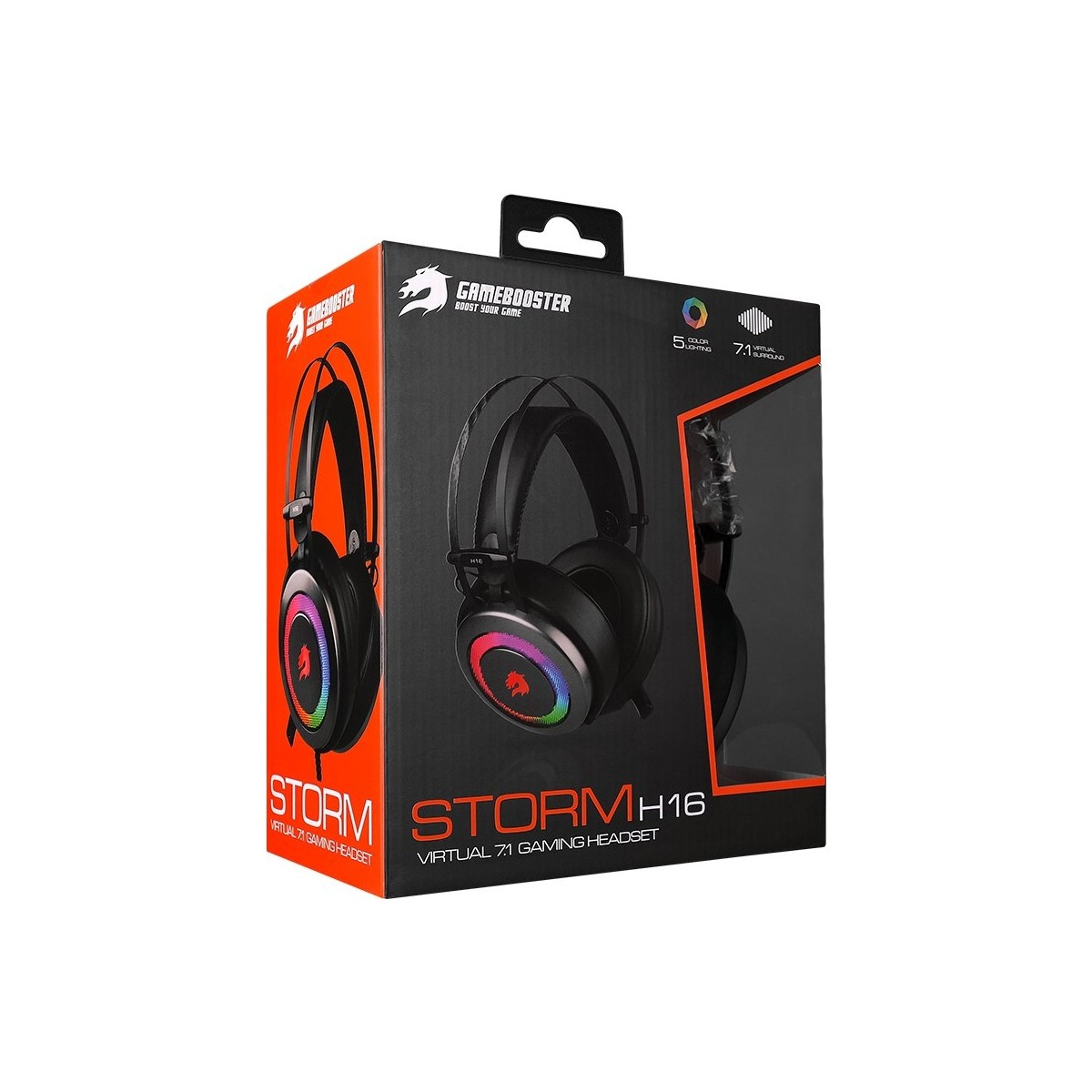 RGB aydınlatmalı ve 7.1 surround sese sahip oyun kulaklığı kutusu.