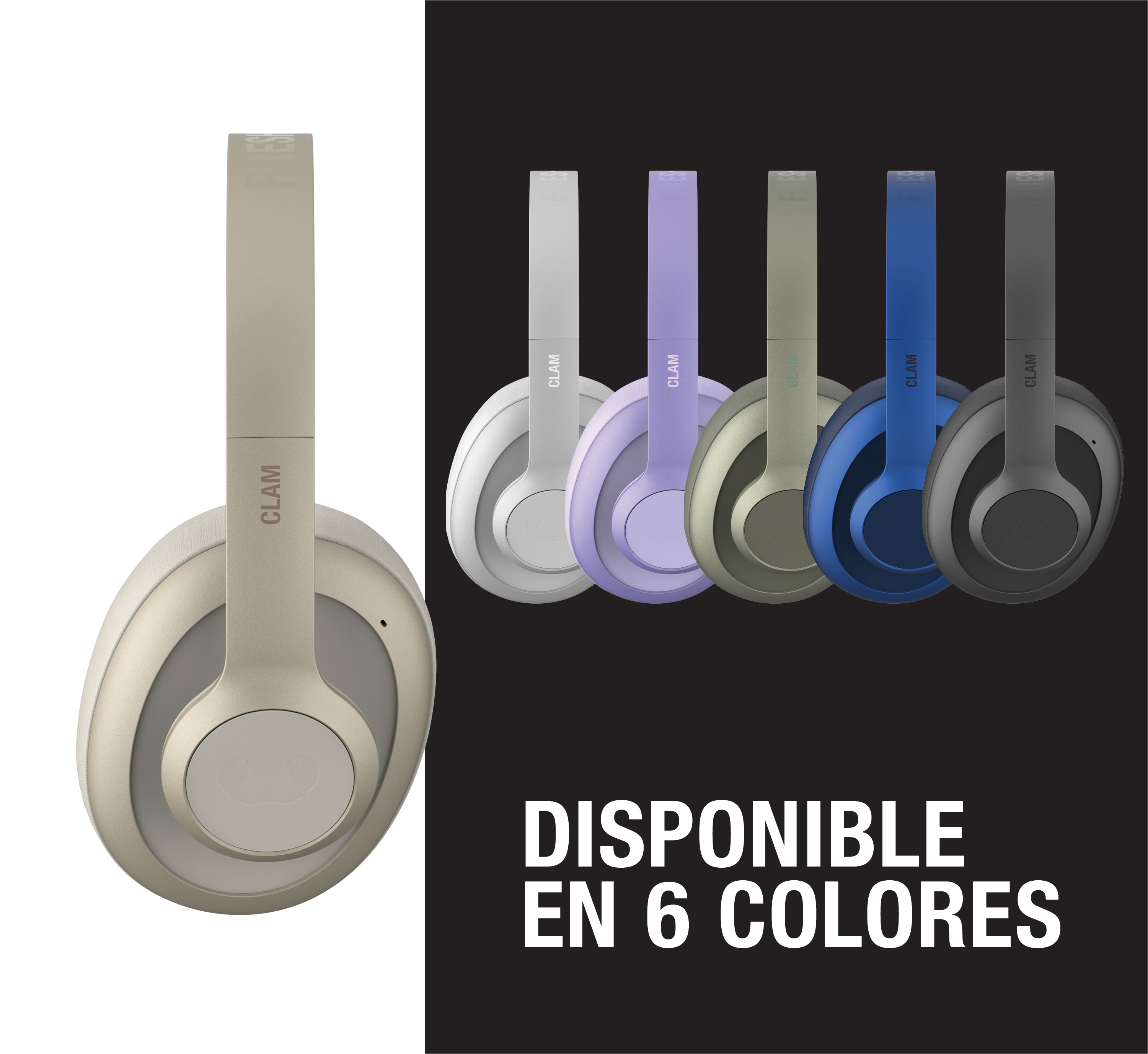 Unos auriculares individuales y otros cinco de varios colores.