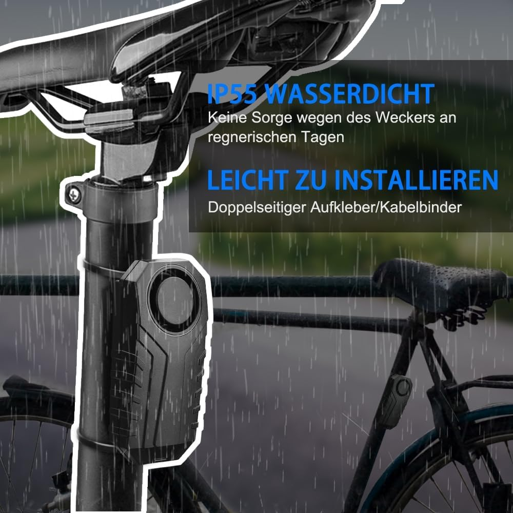 IP55 wasserdichtes Fahrradzubehör am Sattelrohr, im Regen.