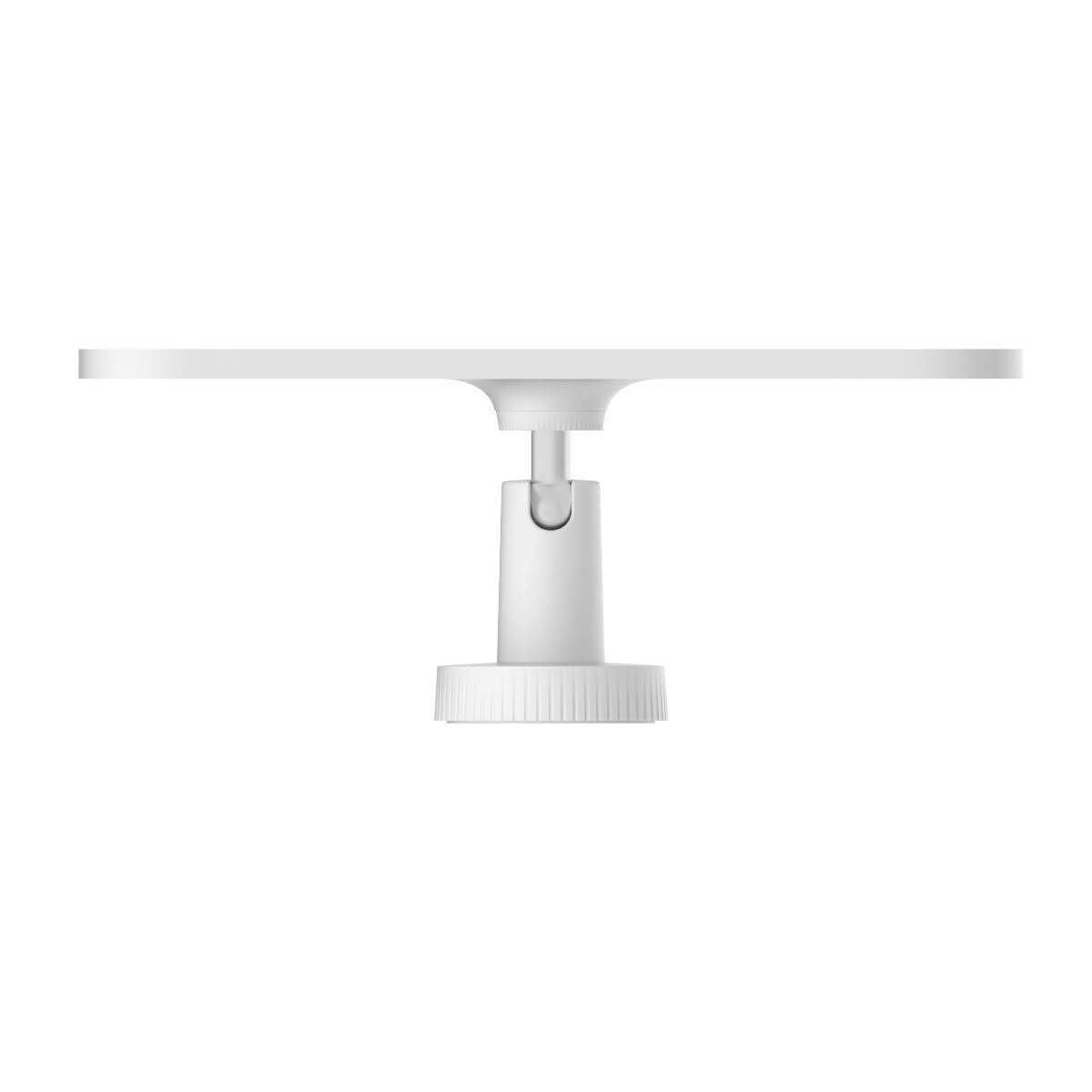 Un soporte de montaje blanco con junta giratoria y base moleteada.