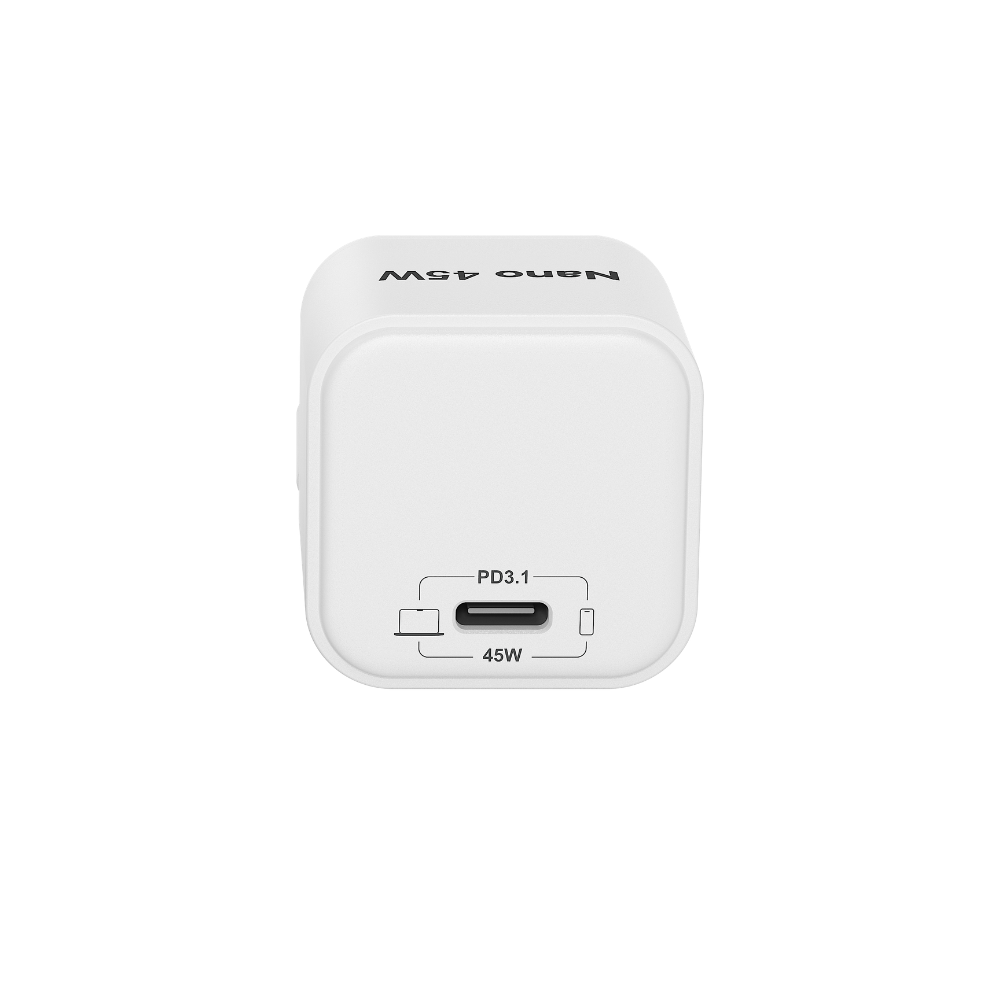 Ein weißer 45W USB-C-Ladegerät mit PD 3.1.