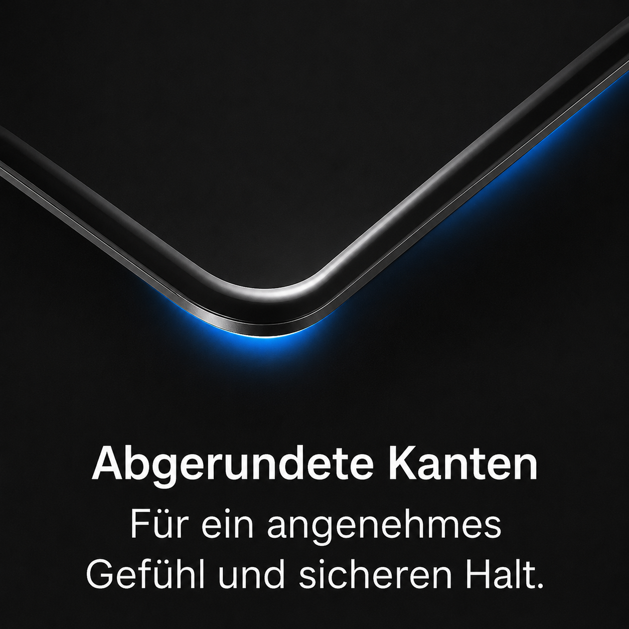 Abgerundete Kanten mit blauem Lichteffekt.