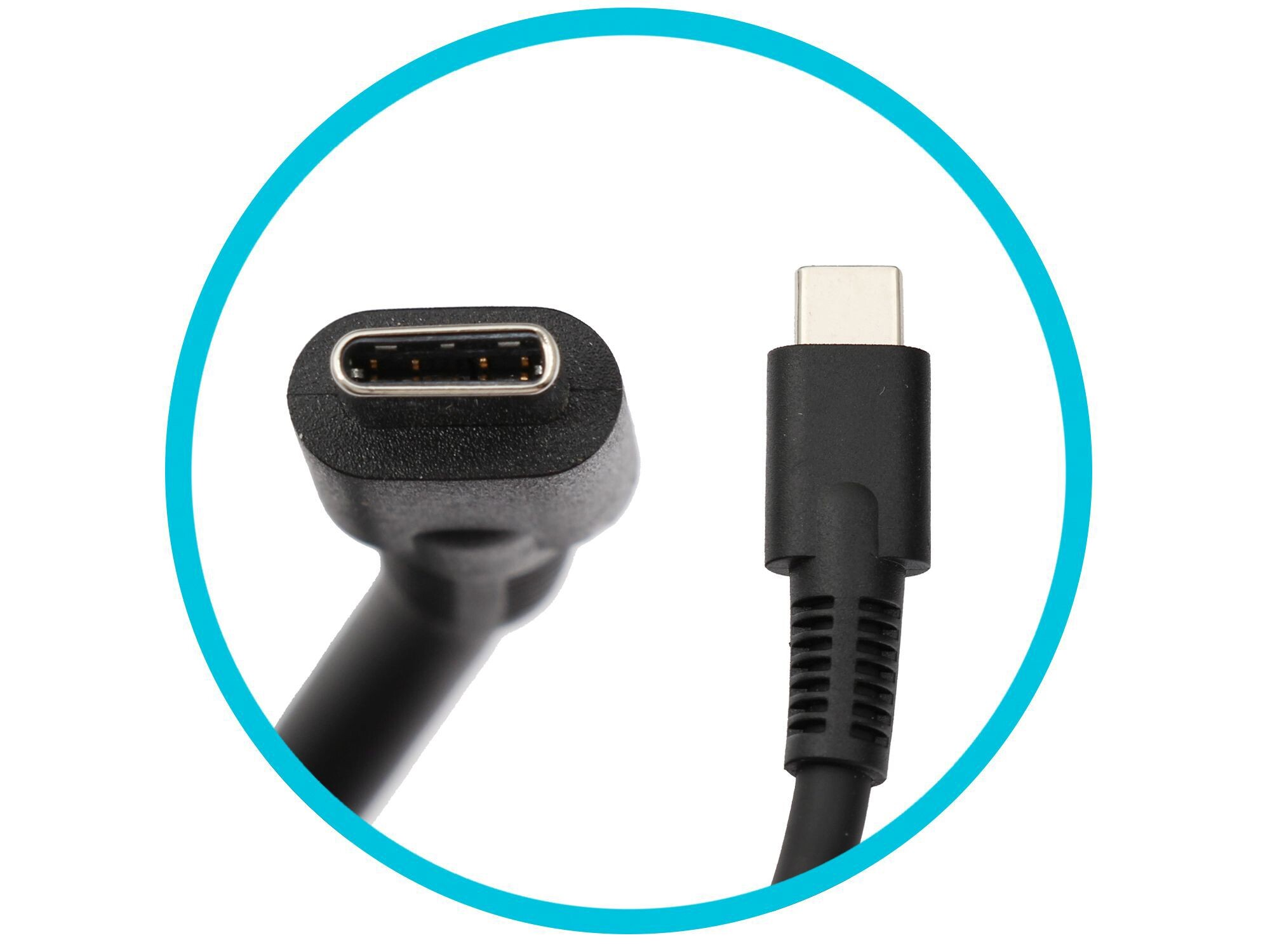 Ein USB-C-Stecker und eine Buchse sind auf weißem Hintergrund zu sehen.