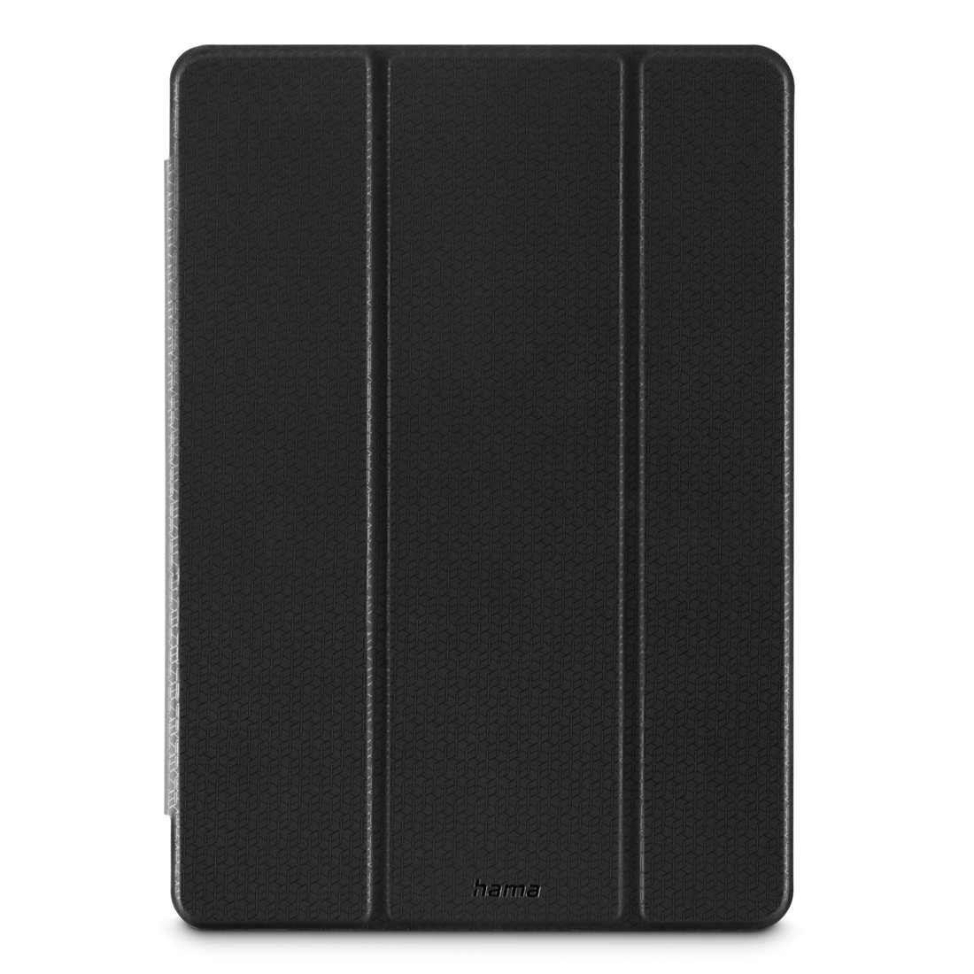 Czarna obudowa tabletu z teksturowanym wzorem i trzema liniami zgięcia.