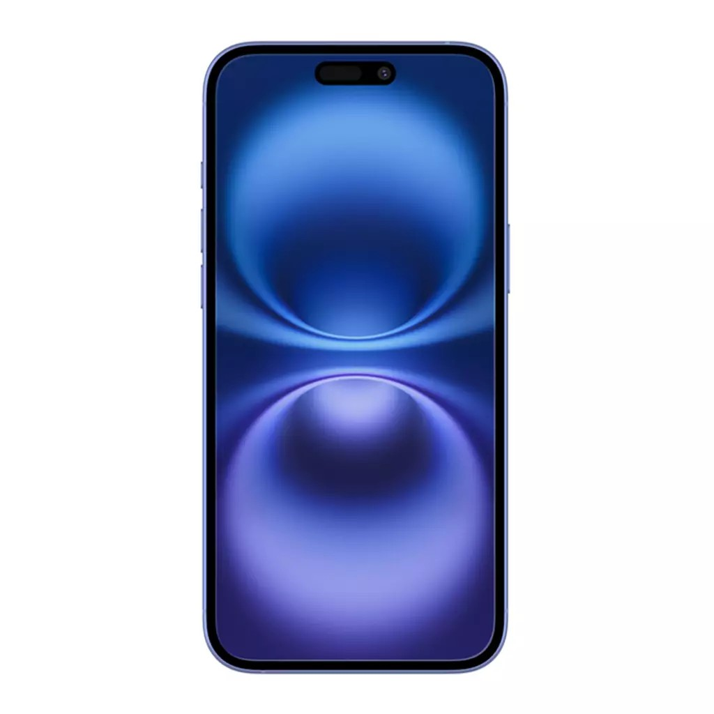 Uno smartphone blu con uno sfondo sfumato. Design minimalista.