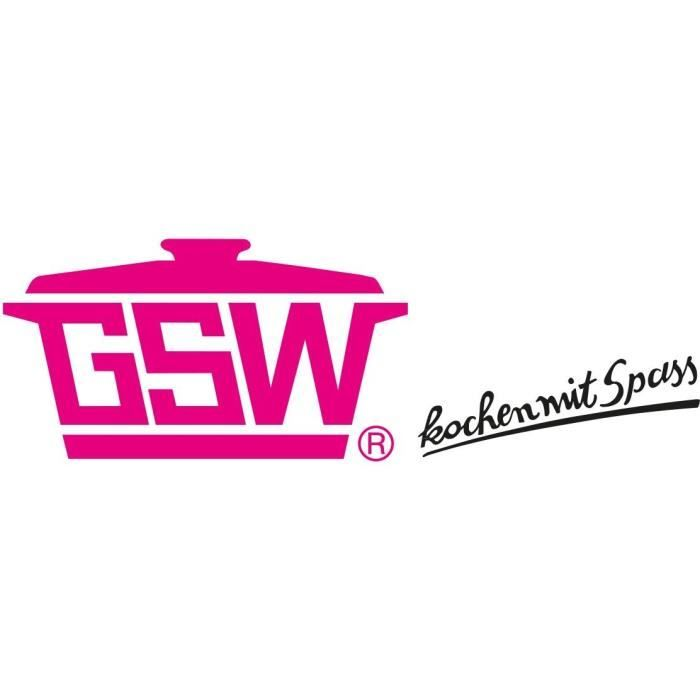 GSW Logo mit Kochtopf-Symbol und Schriftzug 'kochen mit Spass'.