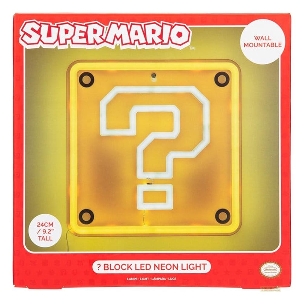 Neon '?' blok Super Mario, ścienny, wysoki na 24cm/9.2".