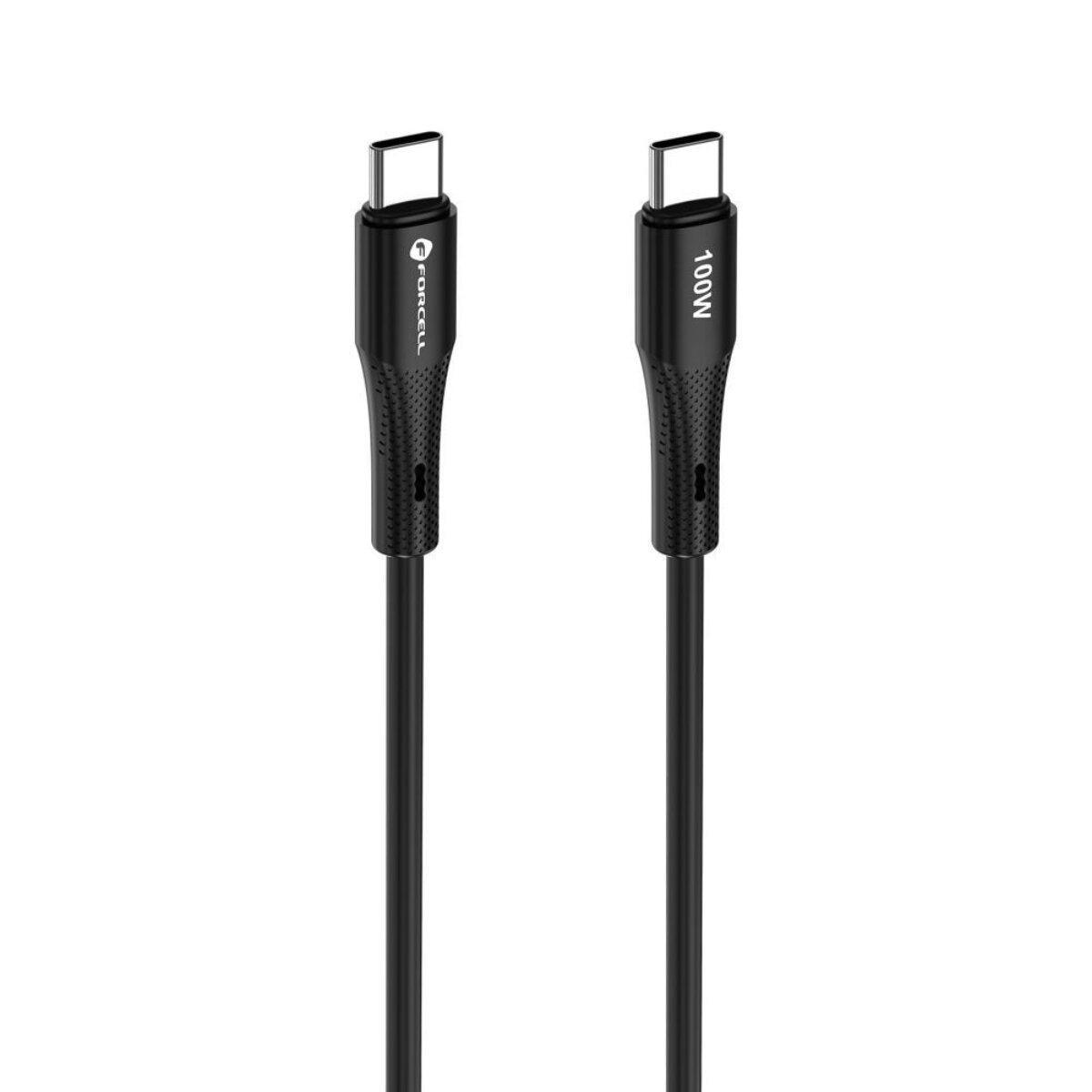 Zwei schwarze USB-C-Kabel mit "FORCELL" und "100W" Beschriftung.