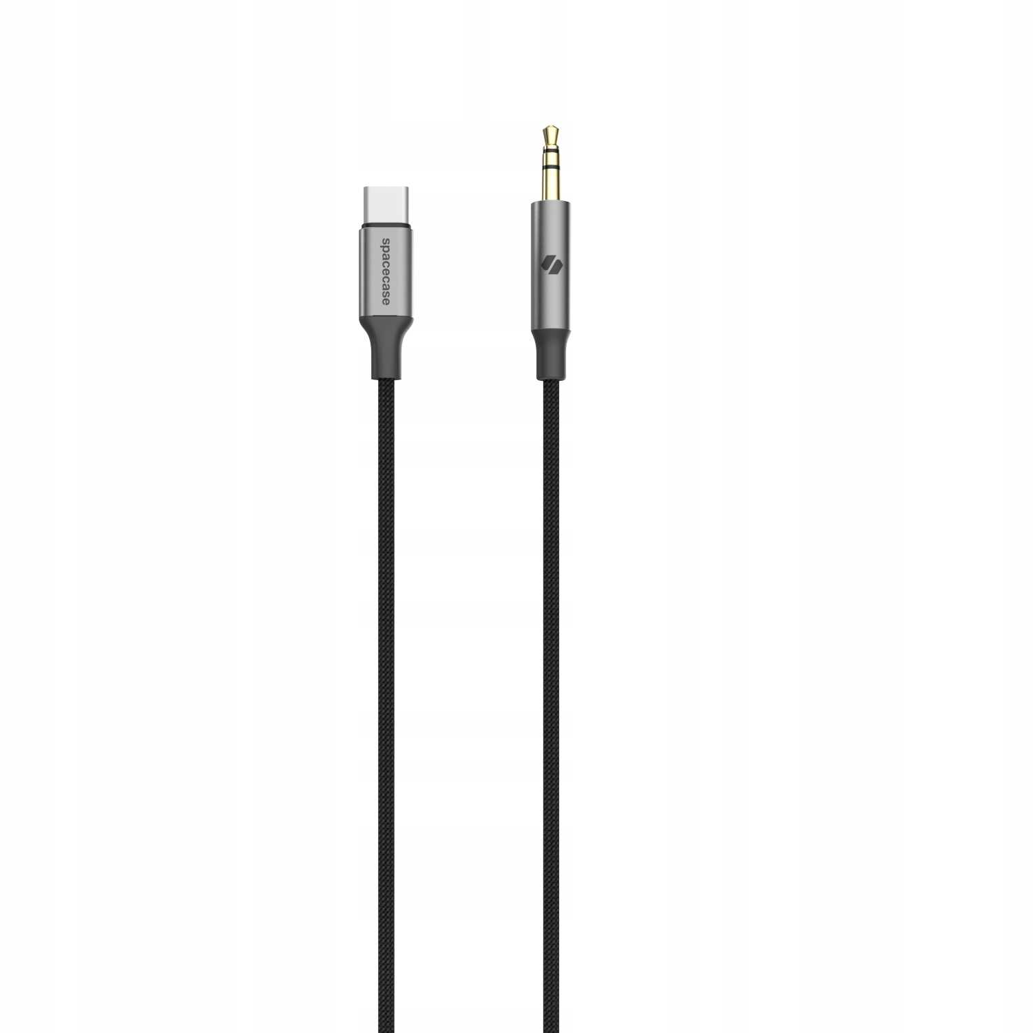 Złącze USB-C i złącze jack 3,5 mm na czarnym kablu.
