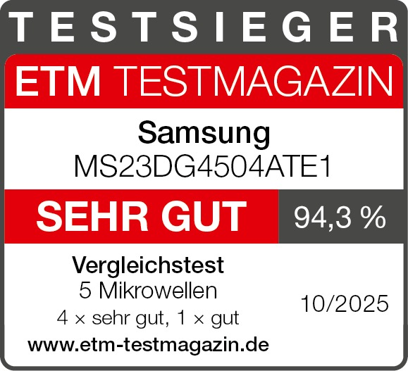 Samsung MS23DG4504ATE1: Ganador de prueba con MUY BUENO (94,3%) de ETM TESTMAGAZIN.
