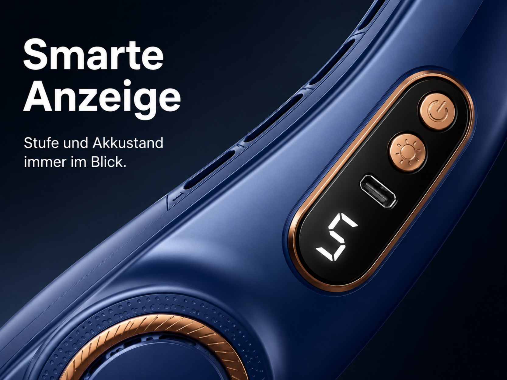 Ein blaues Gerät mit einem digitalen Display, das die Zahl 5 anzeigt.