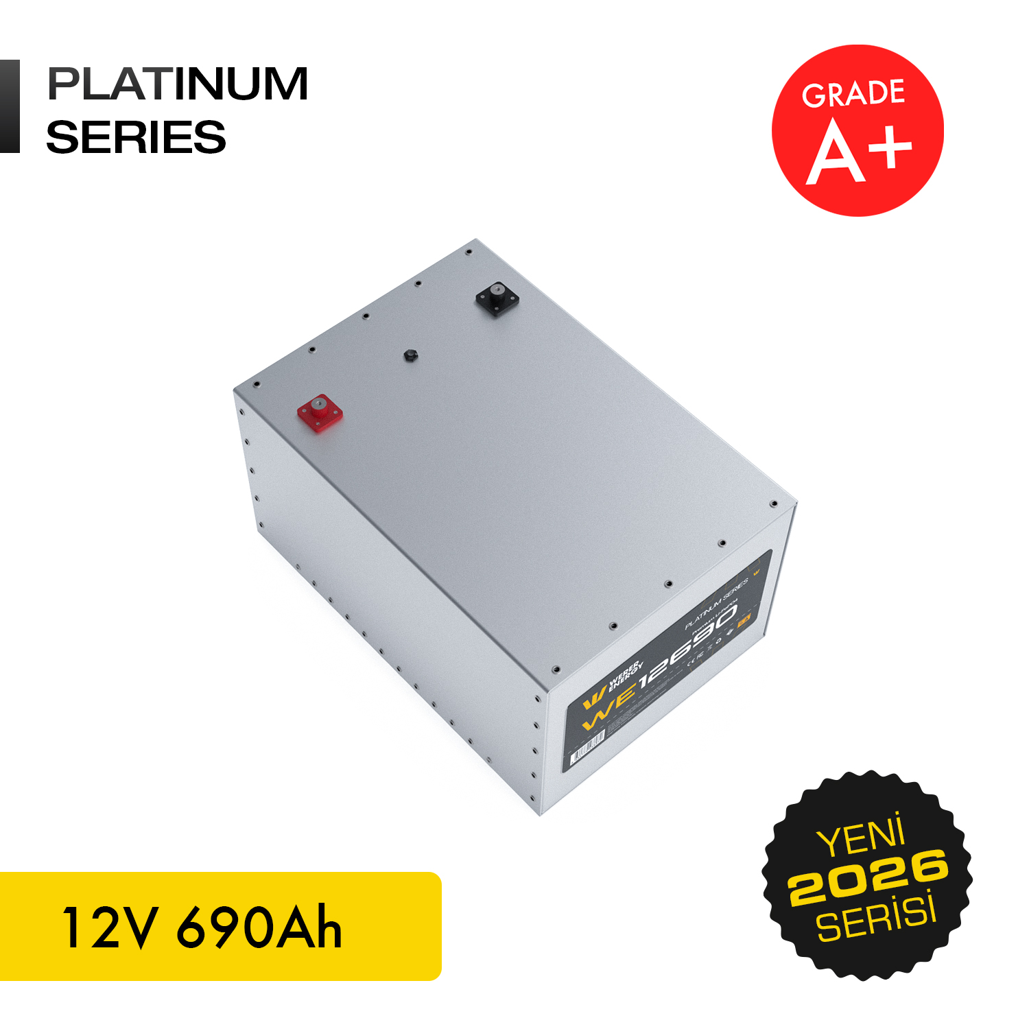 Gümüş pil, 12V 690Ah, Platinum Serisi, A+ Sınıfı.