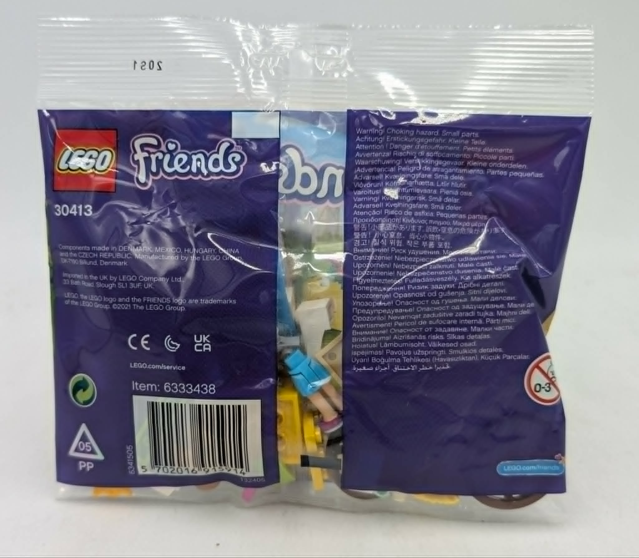 Lego Friends 30413 in sacchetto con avvisi e piccole parti.