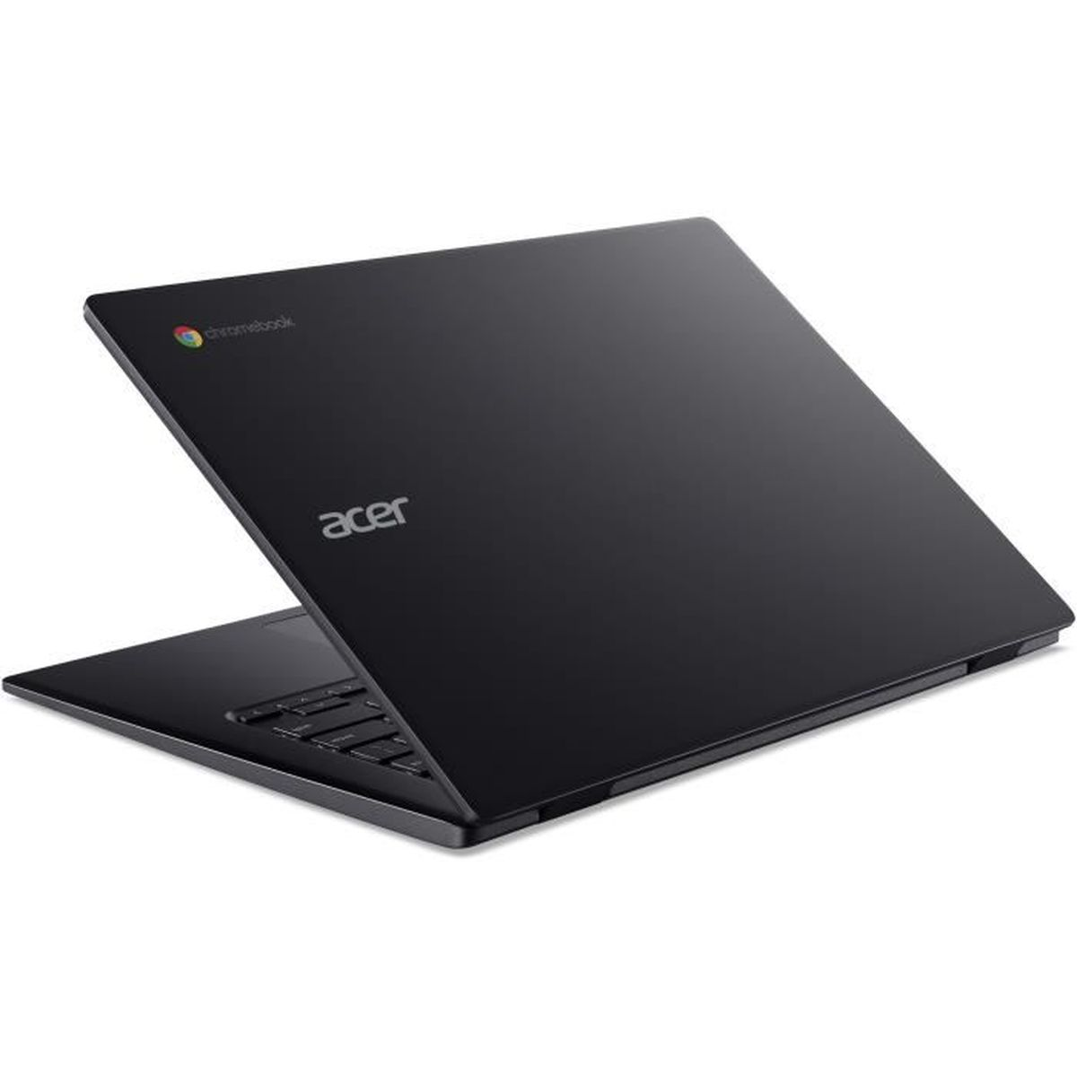 Schwarzer Acer Chromebook mit geöffnetem Display und Tastatur.