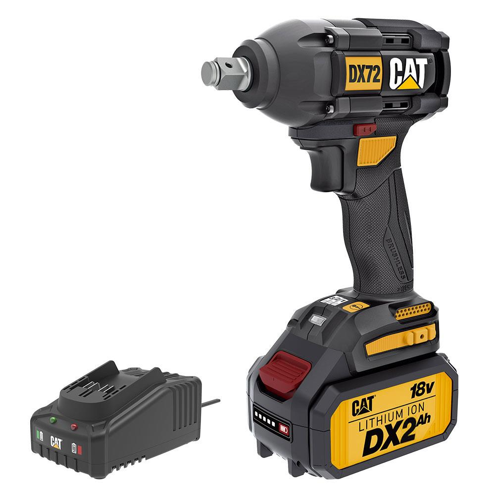Şarj cihazlı siyah CAT akülü darbeli anahtar. 18V, DX2.