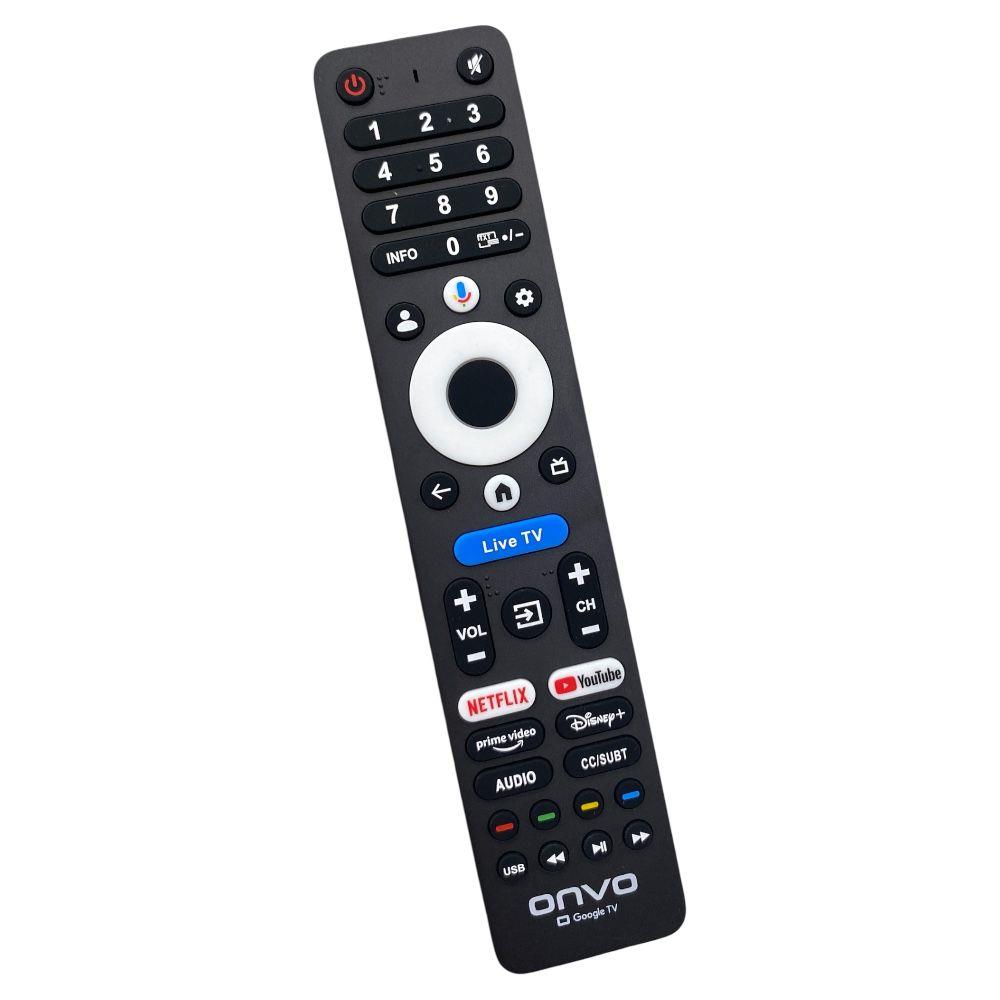Live TV, Netflix, YouTube ve Google TV düğmeleri olan siyah kumanda.