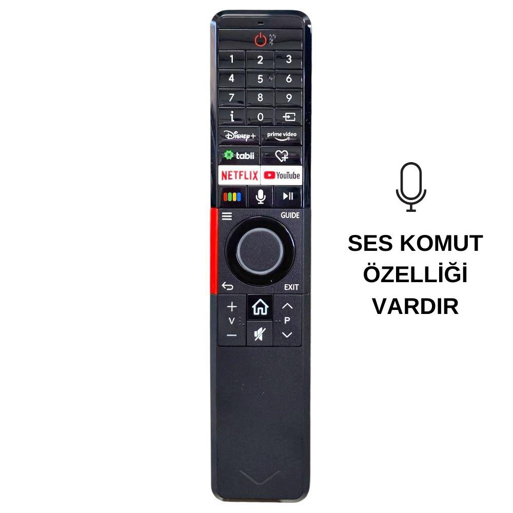Netflix ve YouTube gibi uygulama logoları ve düğmeleri olan siyah kumanda.