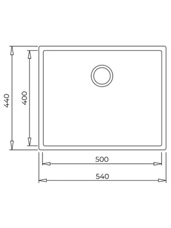 500x400mm ve 540x440mm boyutlarında eviye teknik çizimi.