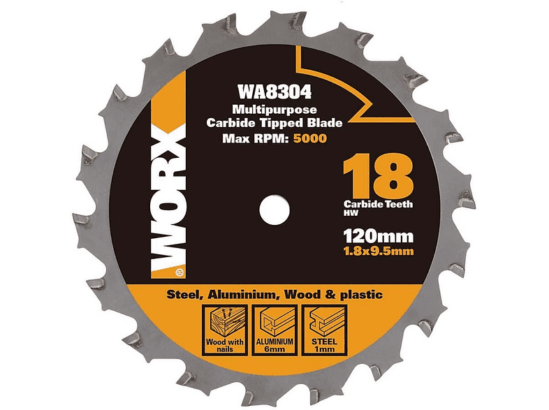 WORX WA8304 120x9,5 mm Metal Ahşap PVC Alüminyum Kesme, Elmas Daire Testere Bıçağı