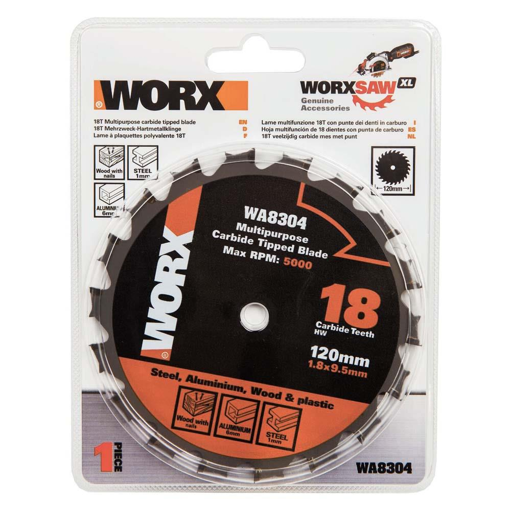 WORX 120mm dairesel testere bıçağı ambalajı, 18 karbür dişli, çelik, alüminyum, ahşap.