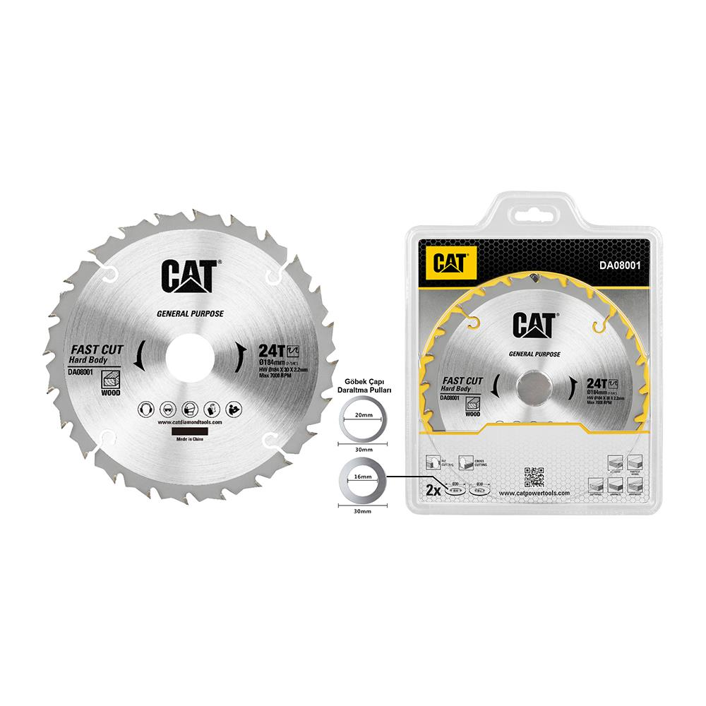 CAT testere bıçağı DA08001, 184mm, 24 diş, ahşap için.