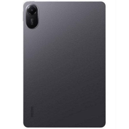 Retro di un tablet grigio con una singola unità fotocamera in alto a sinistra. "REDMI" è stampato in basso a sinistra.